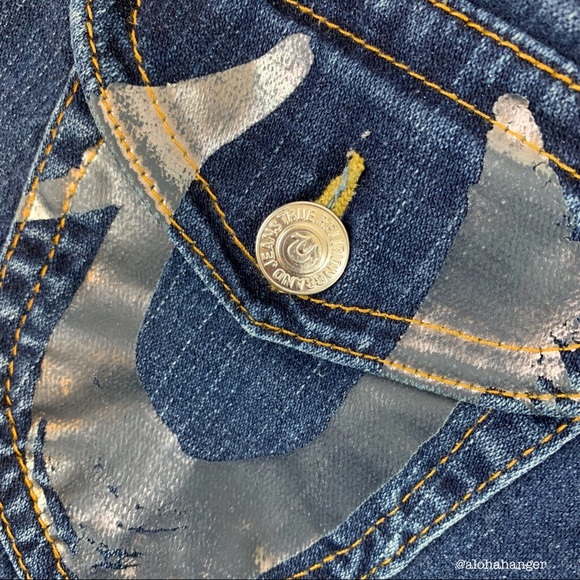 True Religion Sz. 29 “Joey” Jeans Bell Flare Leg Button Flap Pocket Authentic! - Picture 6 of 8